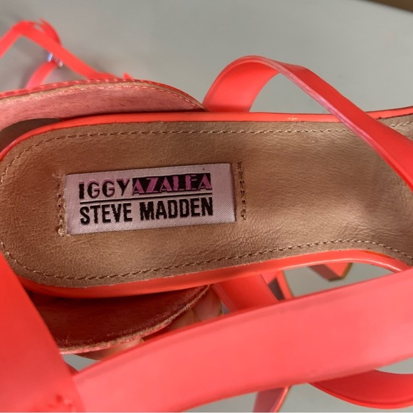 Steve madden X iggy azalea gladiator high-heel sandals neon orange, coral 7.5 - Picture 11 of 14